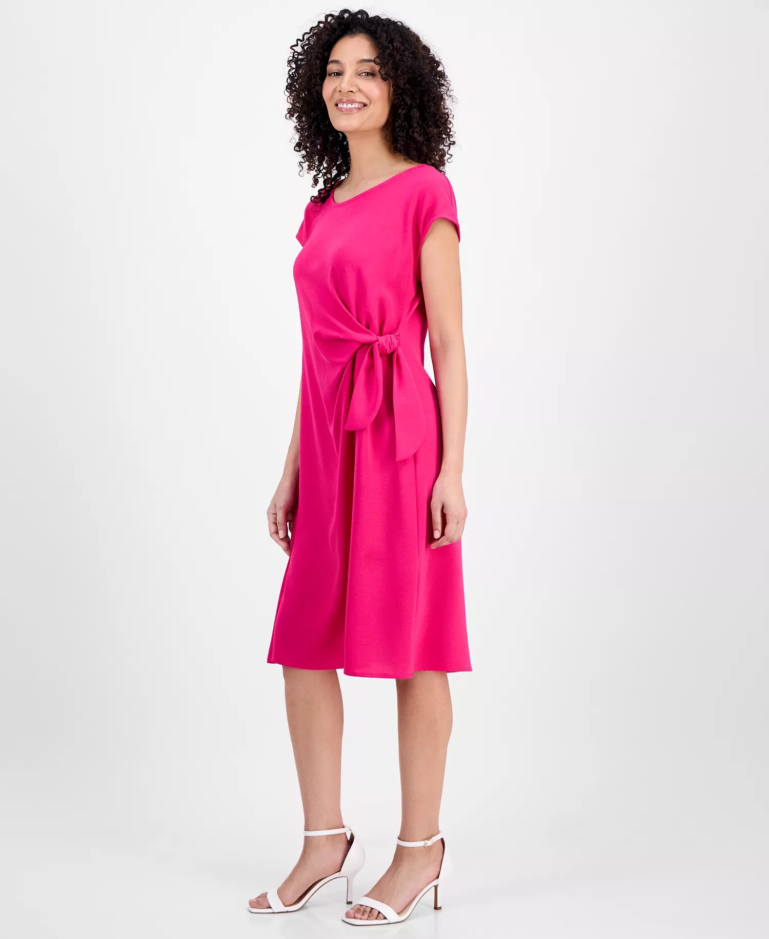 Connected Women's Fuchsia Petite Side-Tie Cap-Sleeve Sheath Dress | Connected In Lebanon
