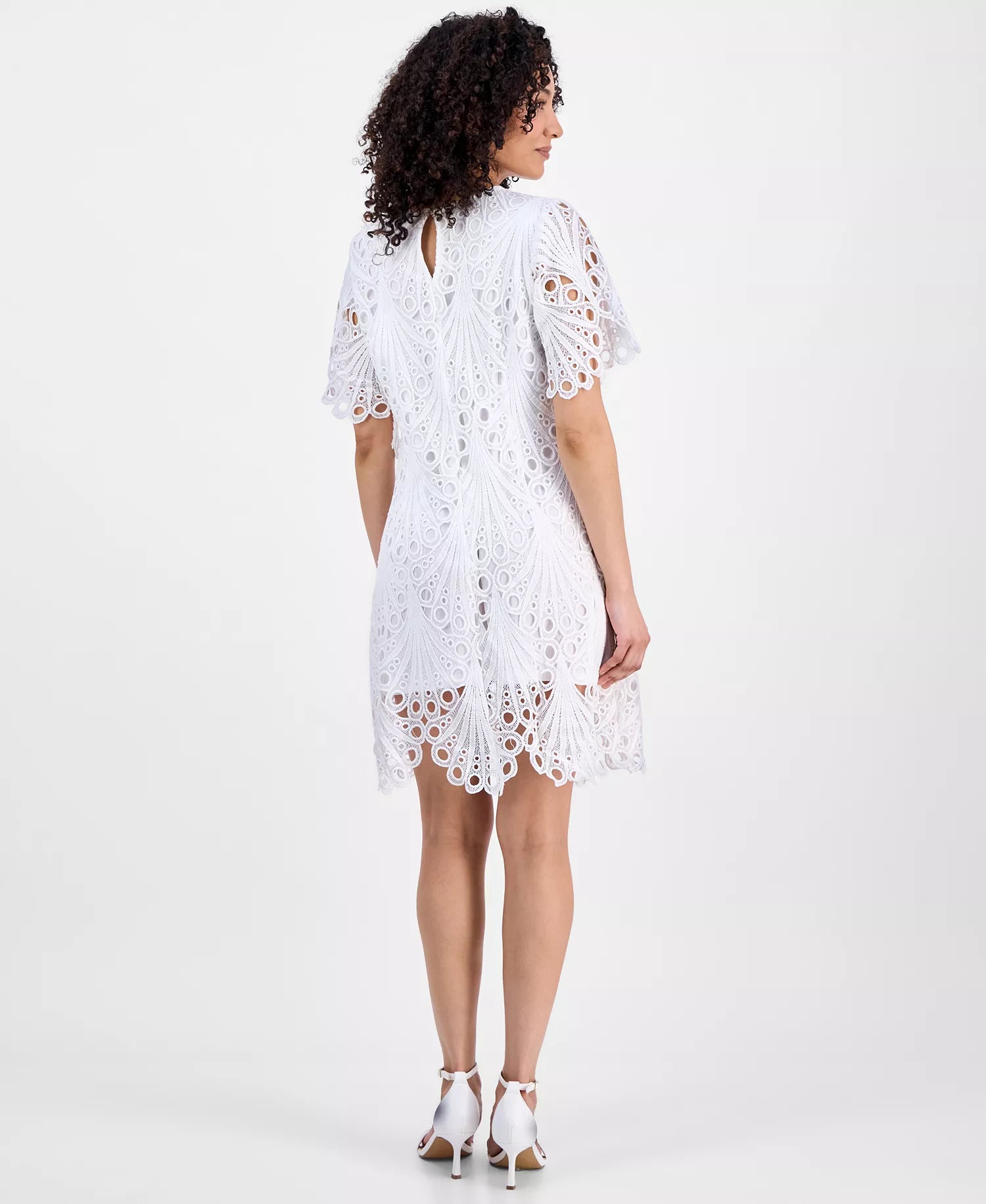 Sandra Darren Women's White Petite Eyelet-Embroidered Sheath Dress|Sandra Darren In Lebanon