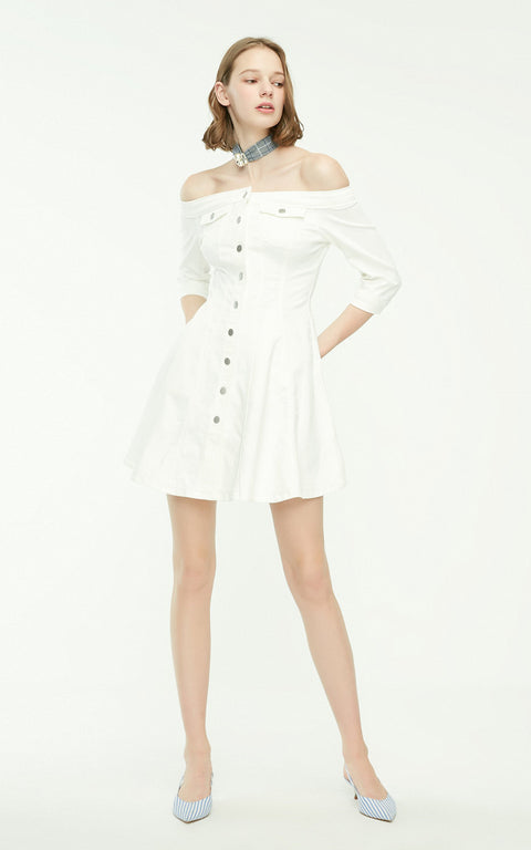 Vero Moda Women's White Denim Dress 319142501J2G