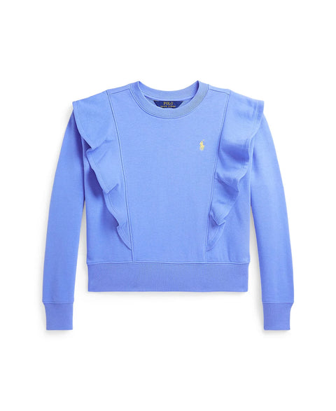 Polo Ralph Lauren Girl's Blue Ruffled French Terry Sweatshirt | Polo Ralph Lauren In Lebanon