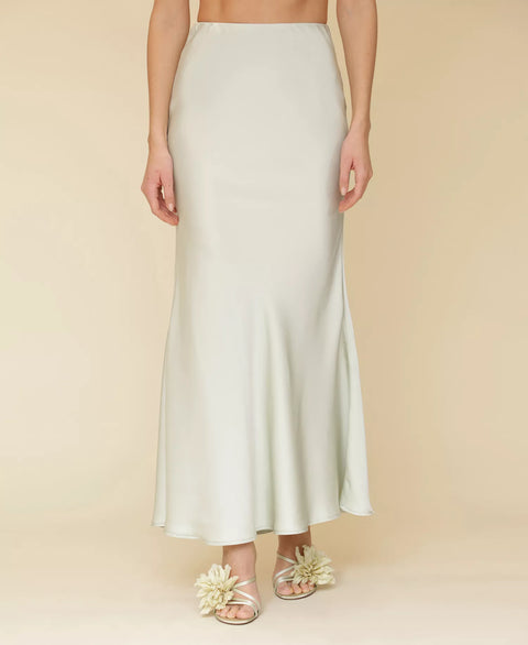 Avec Les Filles Women's Mint Green Bias-Cut Trumpet Maxi Skirt |Avec Les Filles In Lebanon