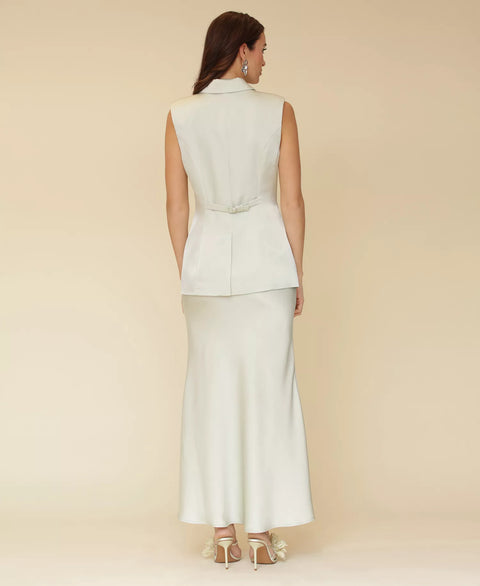 Avec Les Filles Women's Mint Green Bias-Cut Trumpet Maxi Skirt |Avec Les Filles In Lebanon