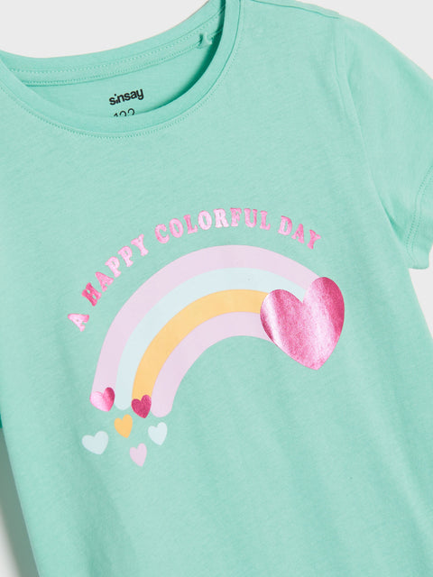 Sinsay Girl's Light Green T-shirt With Print | Sinsay In Lebanon