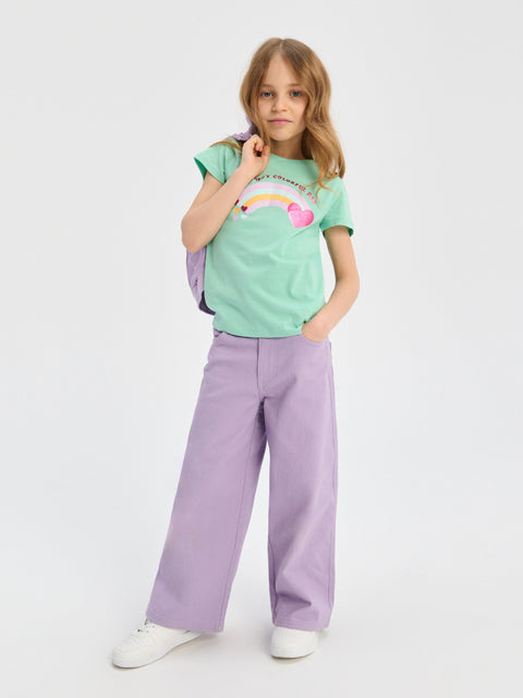 Sinsay Girl's Light Green T-shirt With Print | Sinsay In Lebanon