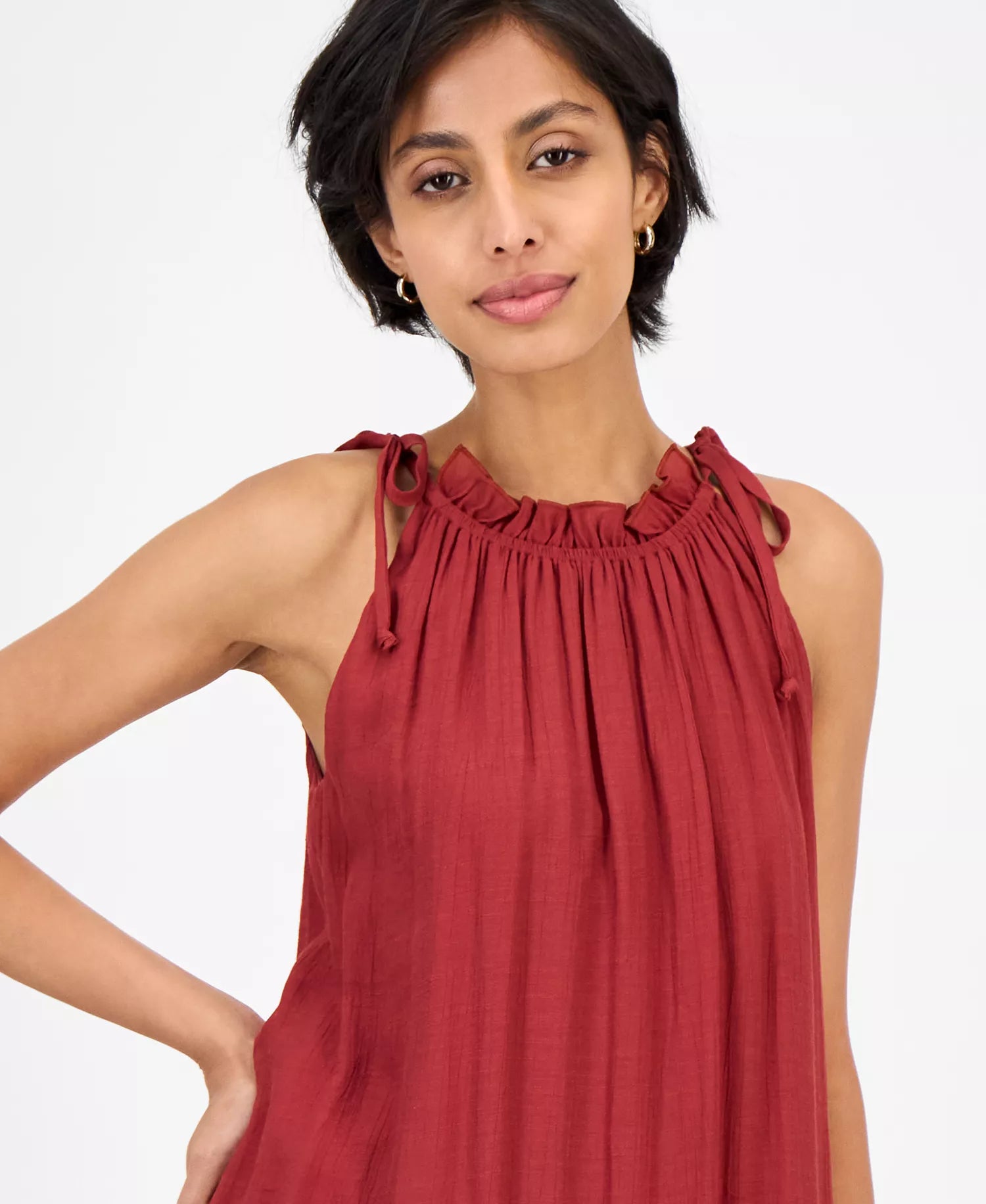 Robbie Bee Women's Brick Tiered-Ruffle-Trim A-Line Sleeveless Dress|Robbie Bee In Lebanon