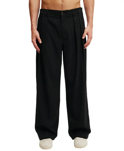 Cotton On Men's Black Super Baggy Pleated Pants | Cotton On In Lebanon