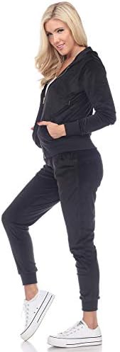 White Mark Women's Black Velour Jogger | White Mark In Lebanon