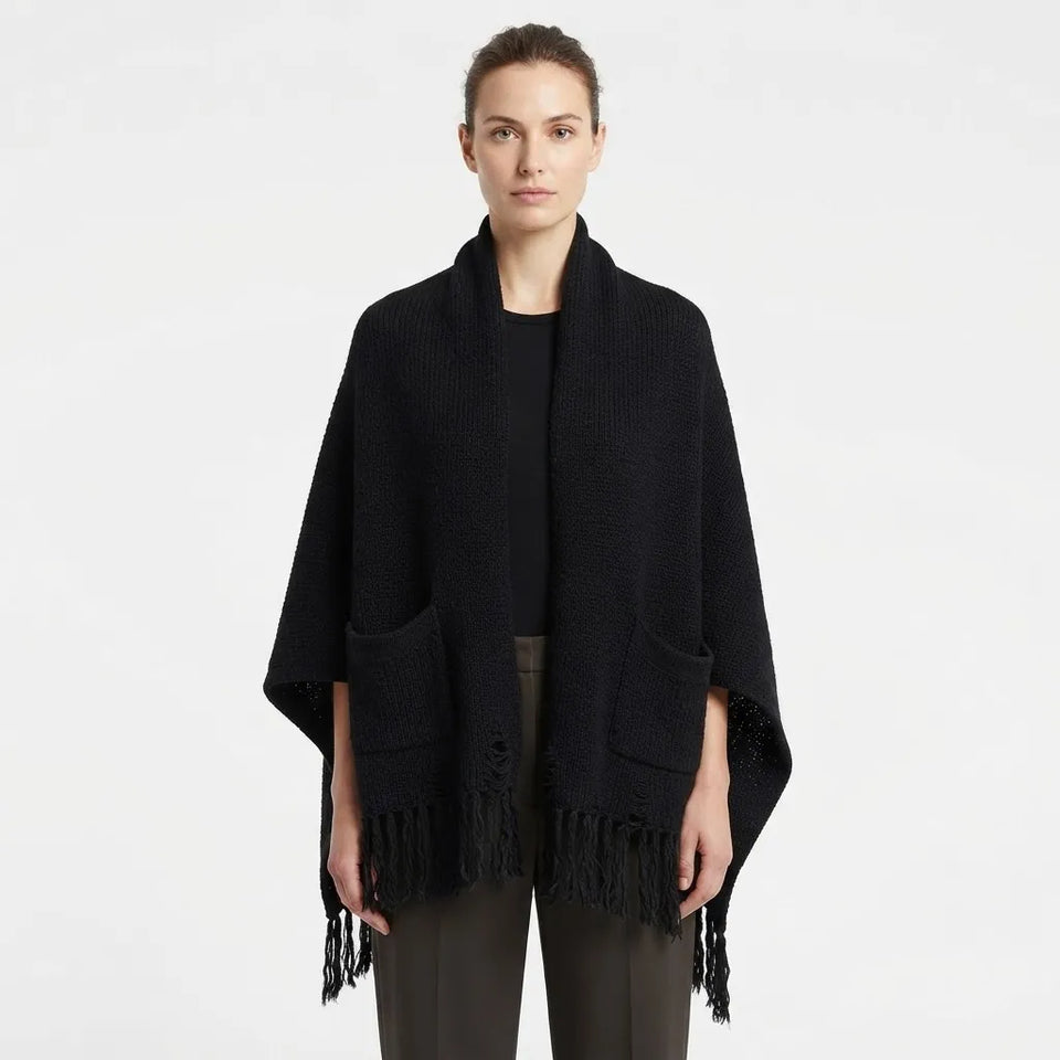 On 34th Women's Black Two Pockets Wool Scarf