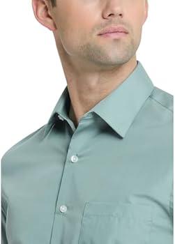 Van Heusen Men's Mint Green Fitted Poplin Solid Dress Shirt| Van Heusen In Lebanon