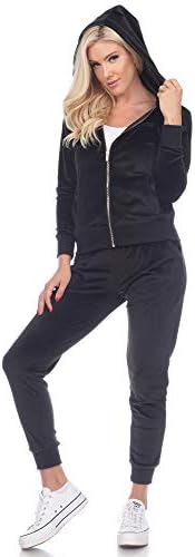 White Mark Women's Black Velour Jogger | White Mark In Lebanon