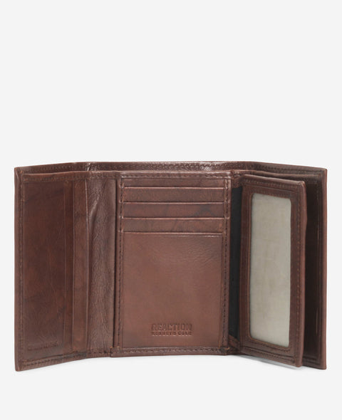 Kenneth Cole Reaction Dark Brown Crunch Leather Slimfold Wallet | Kenneth Cole Reaction In Lebanon