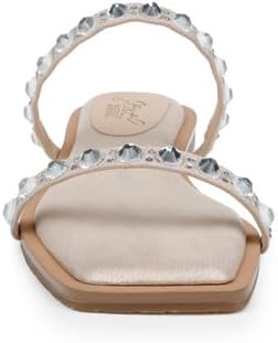 Jewel Badgley Mischka Women's Silver Honesty Flat Gemstone-Studded Straps Slipper | Jewel Badgley Mischka in Lebanon