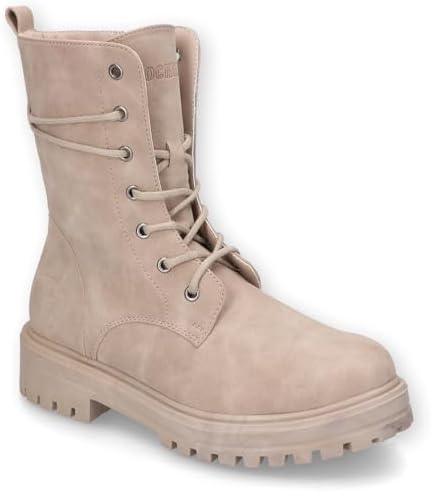 Beige boot with laces on a white background