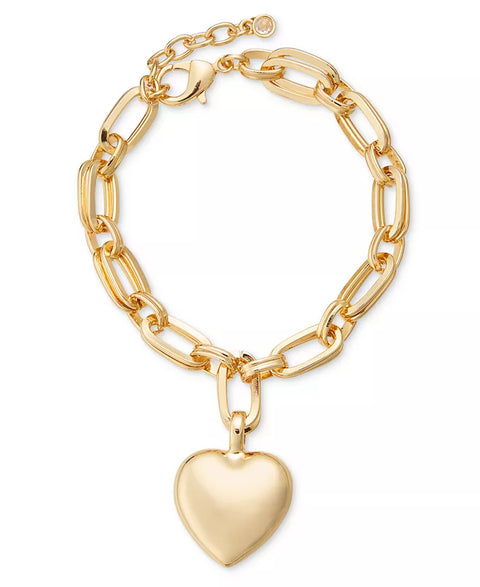 On 34th Women's Gold-Tone Puffy Heart Charm Link Bracelet | On 34th In Lebanon