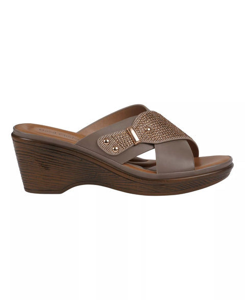 Good Choice Women's Taupe Embellished Crisscross Wedge Sandal | Good Choice in Lebanon