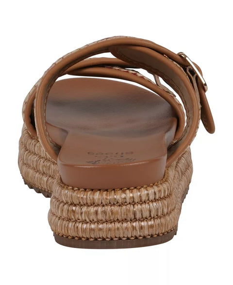 G.C Shoes Women’s Brown Multi Lorena Woven Double Band Slide Platform Sandals |G.C Shoes In Lebanon