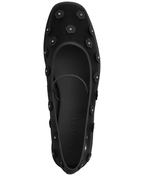 Coach Women's Black Emilia Tea Rose Mesh Ballet Flats | Coach In Lebanon