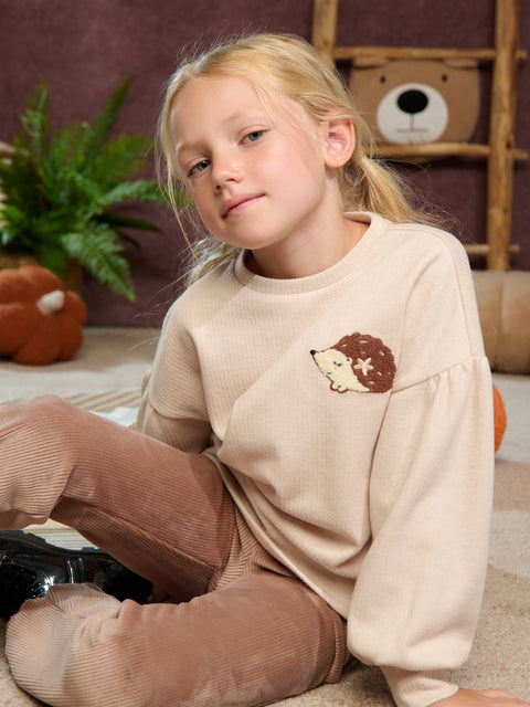 Sinsay Girls Beige Hedgehog Puff Sleeve Sweatshirt | Sinsay in Lebanon