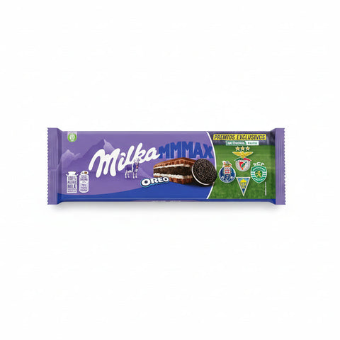 Milka Max Oreo chocolate bar packaging on a white background