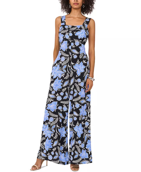 Vince Camuto Women's Black & Blue Printed Square-Neck Wide-Leg Jumpsuit | Vince Camuto In Lebanon