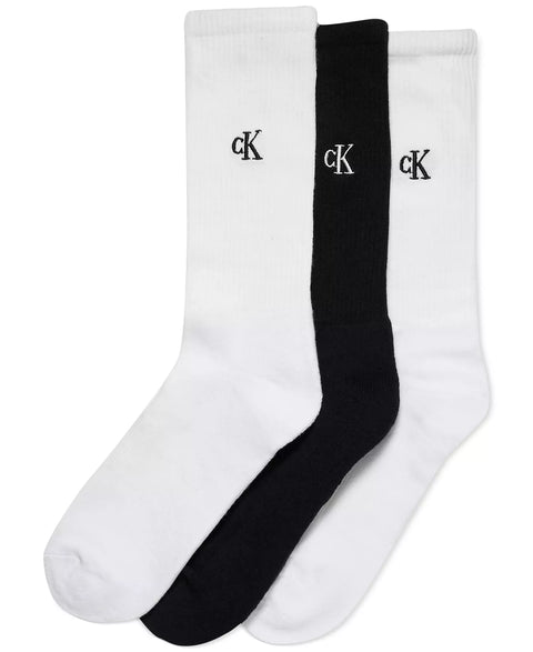 Calvin Klein Men's Black & White Pack of 3 Cushioned Crew Socks | Calvin Klein In Lebanon