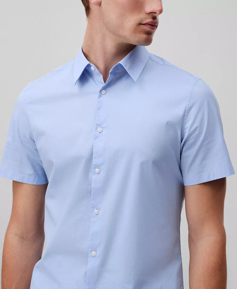 Calvin Klein Men's Well Water Slim Fit Short Sleeve Solid Stretch Button-Front Shirt  |Calvin Klein in Lebanon