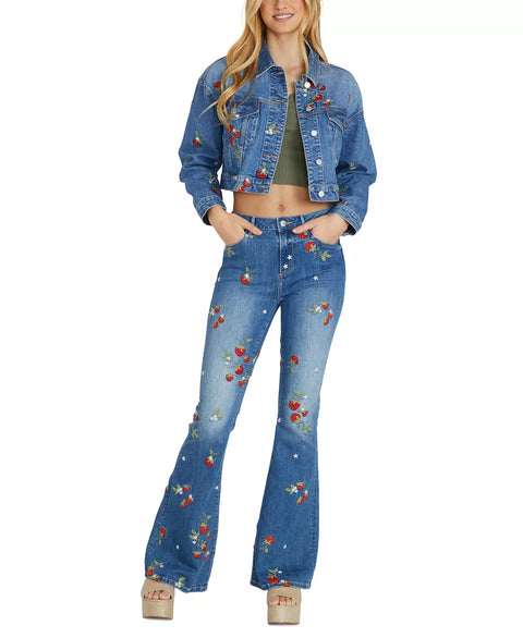 Driftwood Women's Blue Strawberry Fields Cropped Trucker Denim Jacket | Driftwood In Lebanon