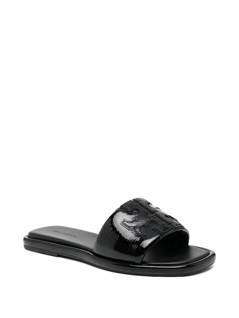 Tory Burch Women's Black Patent Leather Double T Sport Slipper | Tory Burch In Lebanon