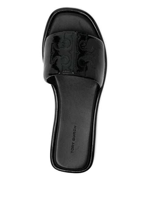 Tory Burch Women's Black Patent Leather Double T Sport Slipper | Tory Burch In Lebanon