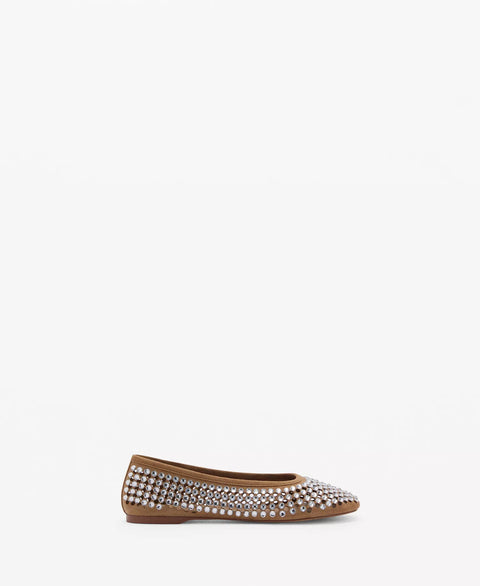Mango Women's Beige  Rhinestone Die-Cut Ballet Flats  |  Mango in Lebanon