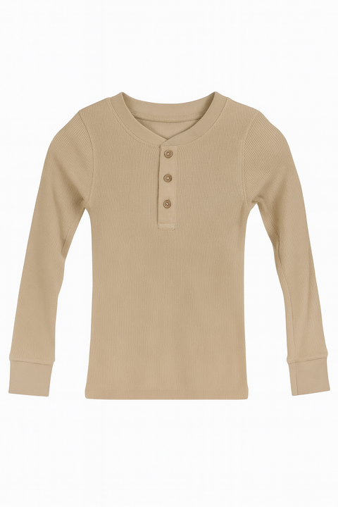 POMPdeLUX Boy's Beige Long Sleeve Blouse | POMPdeLUX in Lebanon
