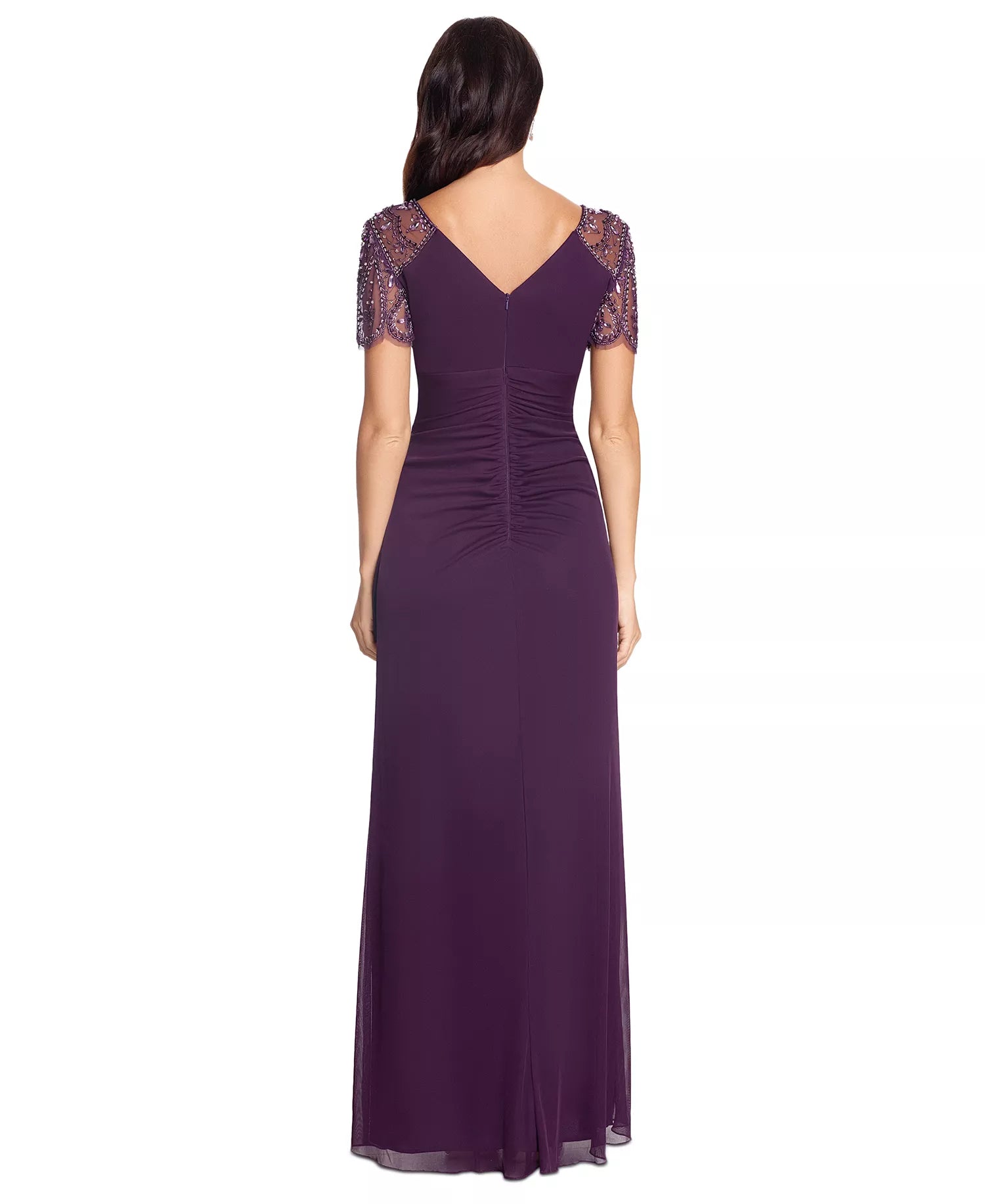 Xscape Women's Dark Purple Petite Embellished Chiffon Gown Dress|Xscape In Lebanon