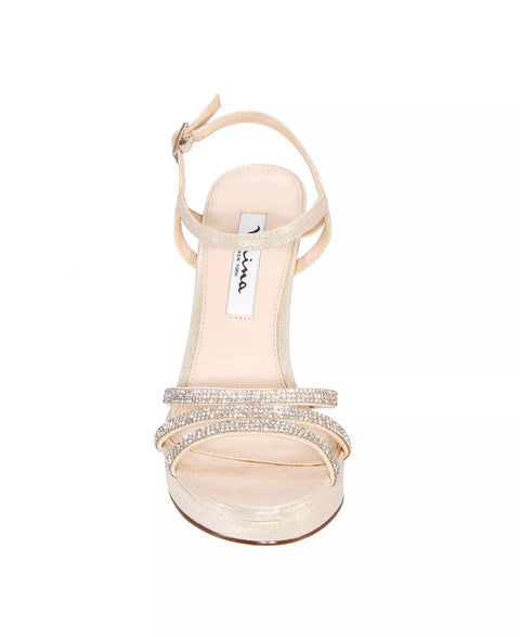 Nina Women's Platino Saralyn Platform Block Heel Evening Sandals | Nina in Lebanon