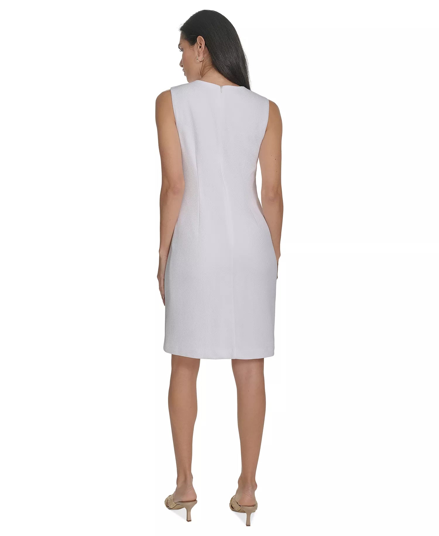 Jessica Howard Women's White & Gold Lace-Trim Split Neck Dress | Jessica Howard In Lebanon