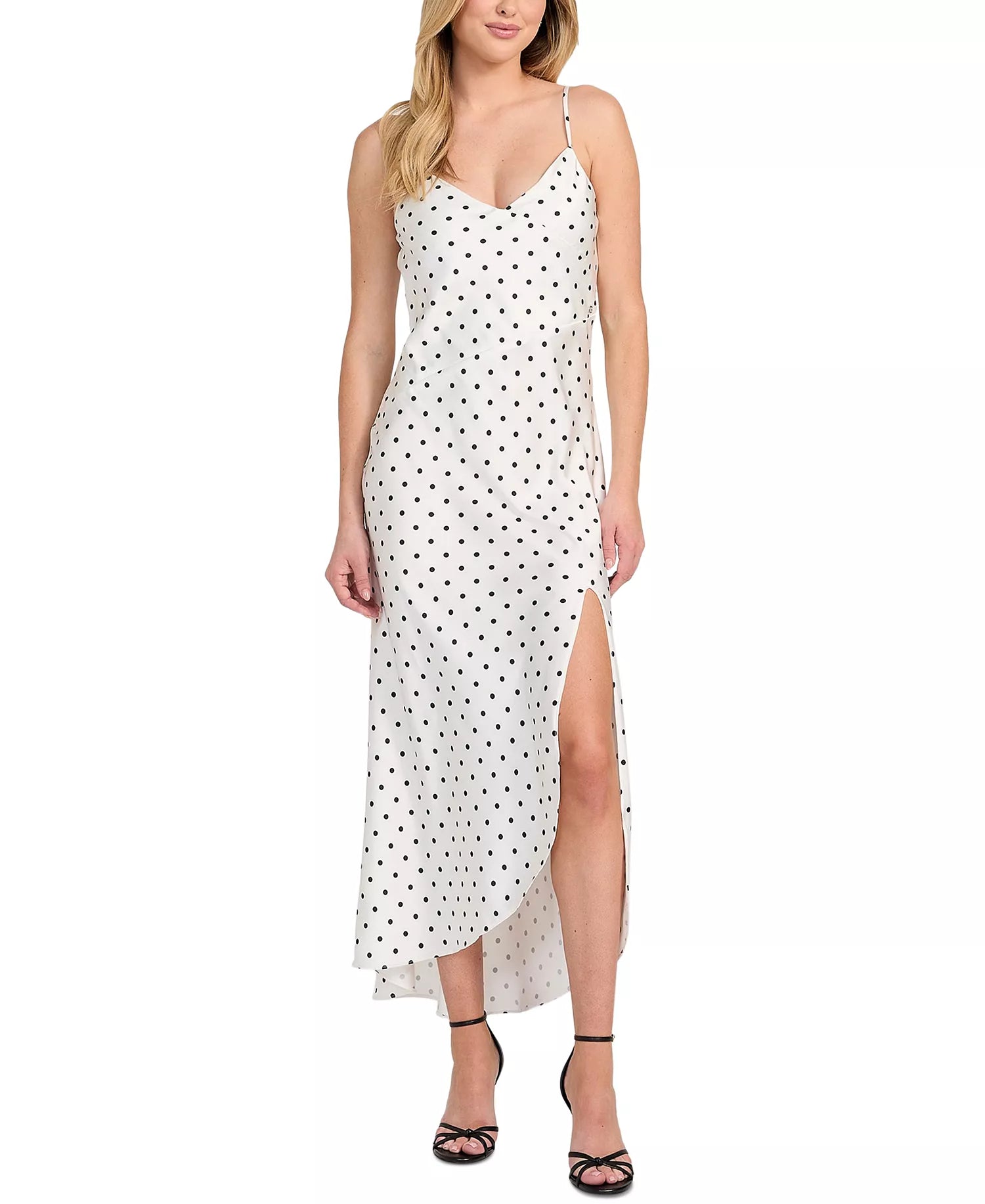 Guess Women's Midi White Base Dots Cemona Printed Faux-Wrap Sleeveless Dress | Guess In Lebanon