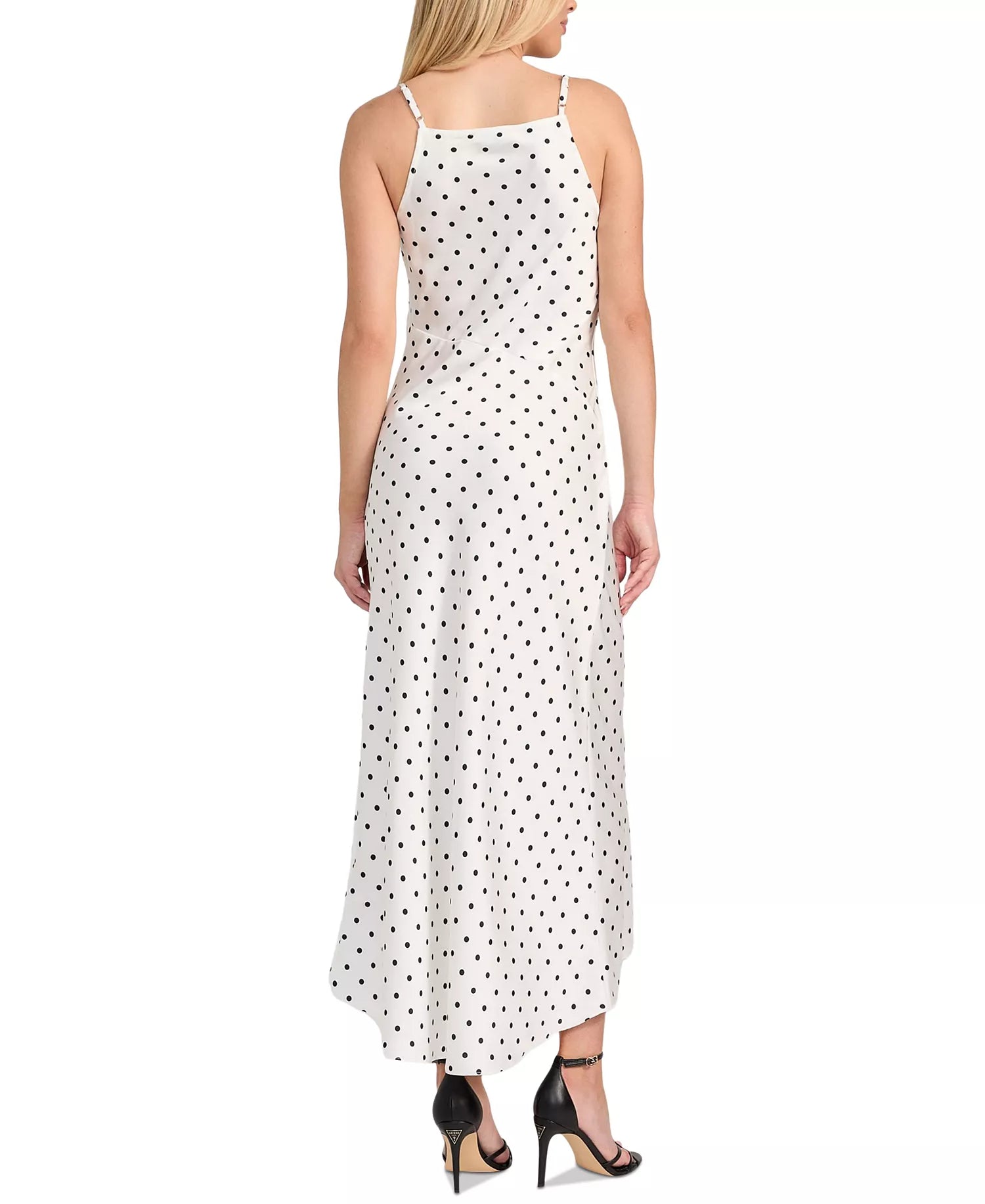 Guess Women's Midi White Base Dots Cemona Printed Faux-Wrap Sleeveless Dress | Guess In Lebanon