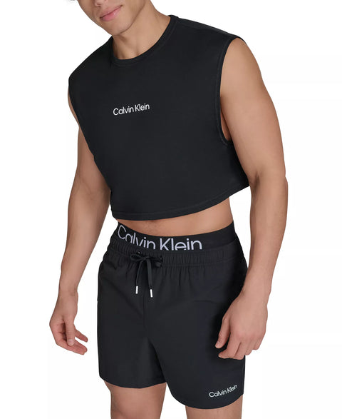 Calvin Klein Men's Black Cropped Logo Swim Tank Top  |  Calvin Klein  in Lebanon