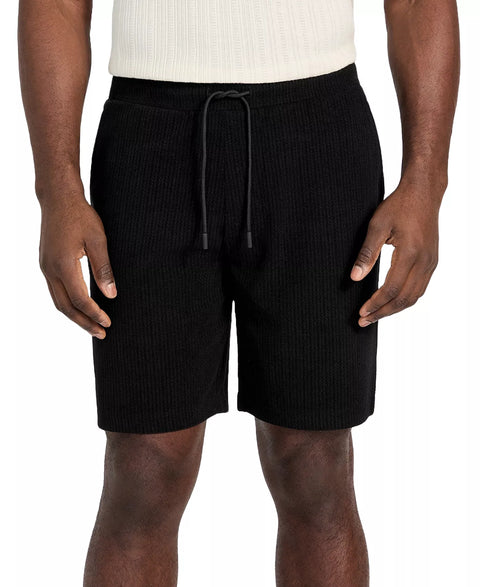 Guess Men's Black Baron Textured Knit Shorts |Guess In Lebanon