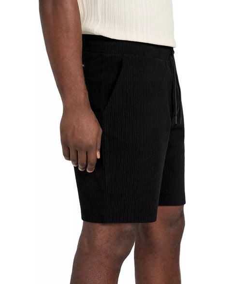 Guess Men's Black Baron Textured Knit Shorts |Guess In Lebanon