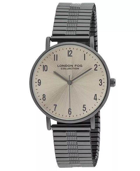 London Fog Unisex Silver Baldwin Black Link Alloy Watch 37mm | London Fog In Lebanon