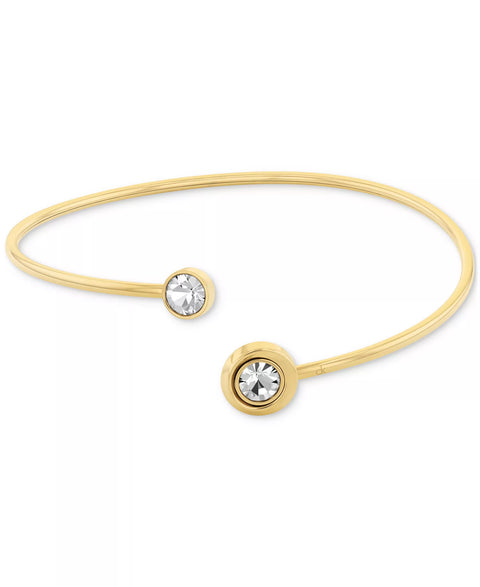 Calvin Klein Gold Stainless Steel Cubic Zirconia Twisted Bezel Cuff Bracelet | Calvin Klein In Lebanon