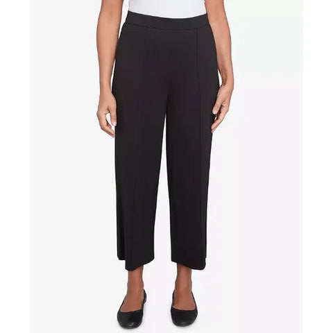 Alfred Dunner Women's Black Natural Instinct Flat Front Relaxed Ankle Pants | Alfred Dunner In Lebanon