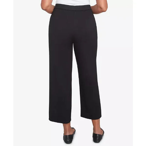 Alfred Dunner Women's Black Natural Instinct Flat Front Relaxed Ankle Pants | Alfred Dunner In Lebanon