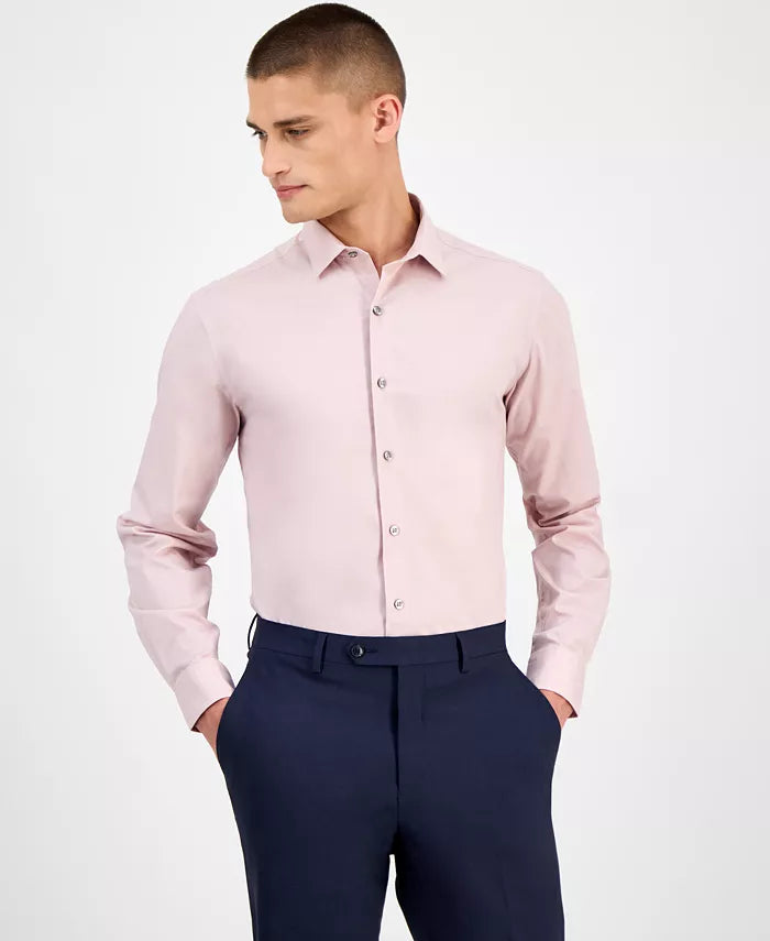 Alfani Men's Shimmer Pink Regular-Fit Solid Dress Shirt | Alfani In Lebanon