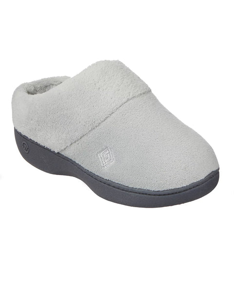 Isotoner Signature Women's Light Grey Micro Terry Sport Hoodback Slippers | Isotoner Signature In Lebanon