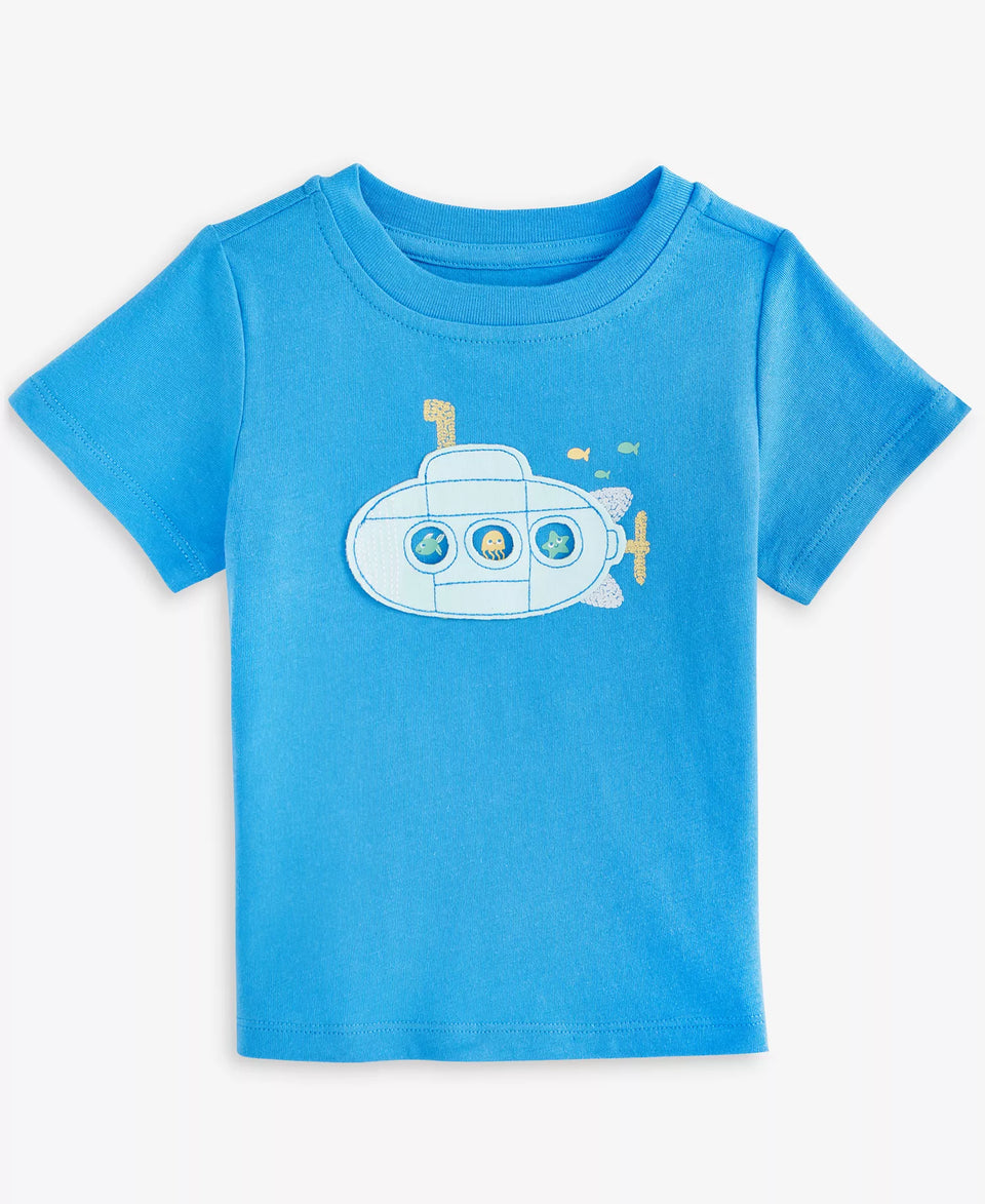 First Impressions Baby Boy's Blue Submarine Graphic T-Shirt