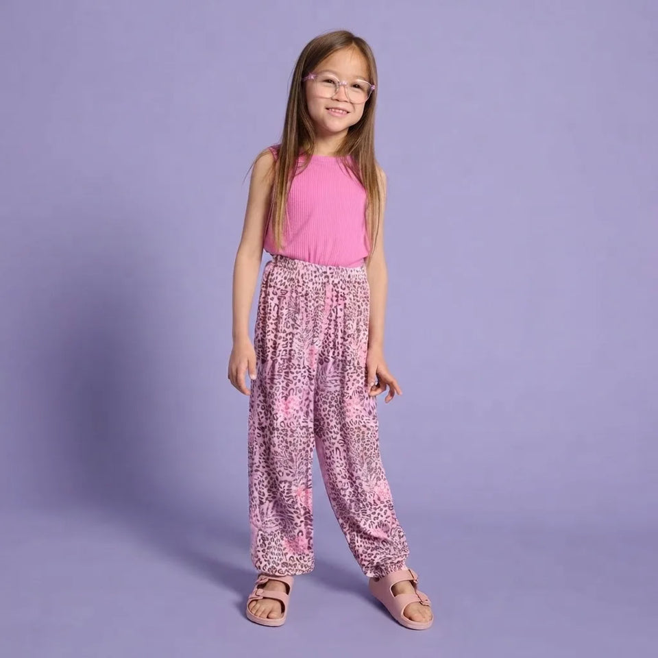 Sinsay Girl's Pink & Purple Abstract Leopard Pattern Pants