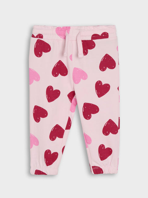 Sinsay Baby Girl's Pastel Pink Heart Printed Sweatpants With Cuffs | Sinsay In Lebanon