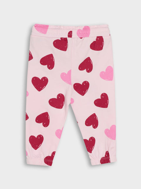 Sinsay Baby Girl's Pastel Pink Heart Printed Sweatpants With Cuffs | Sinsay In Lebanon