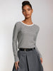 Sinsay Women's Black & White Striped Long Sleeve Knitted Blouse